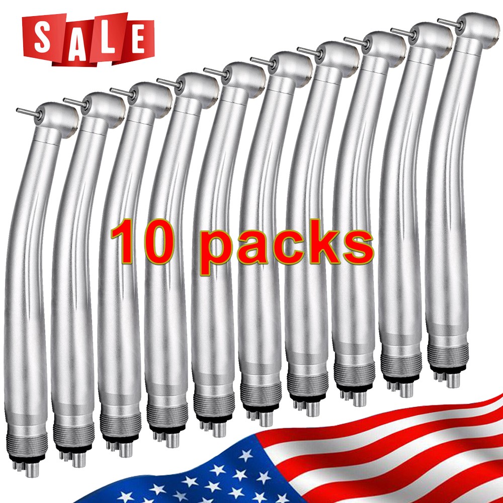10pcs Dental High Speed Handpiece Standard Push Button Single Way Spary 4Holes