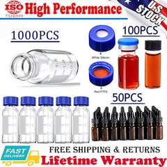 1000Pack 2ml Autosampler Vials+4/10ml Clear Glass Vials+Amber Dropper Bottles US