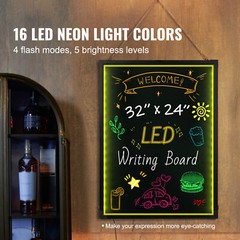 VEVOR LED Message Writing Board 32″x24″ Illuminated Erasable Lighted Chalkboard