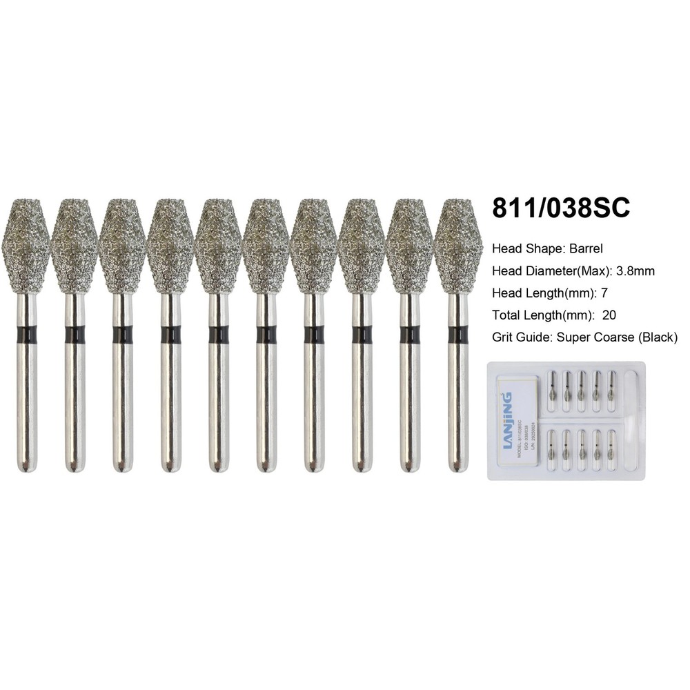 Dental Diamond Bur Barrel Shape 811/038 811/032 Super Coarse Grit High Speed FG