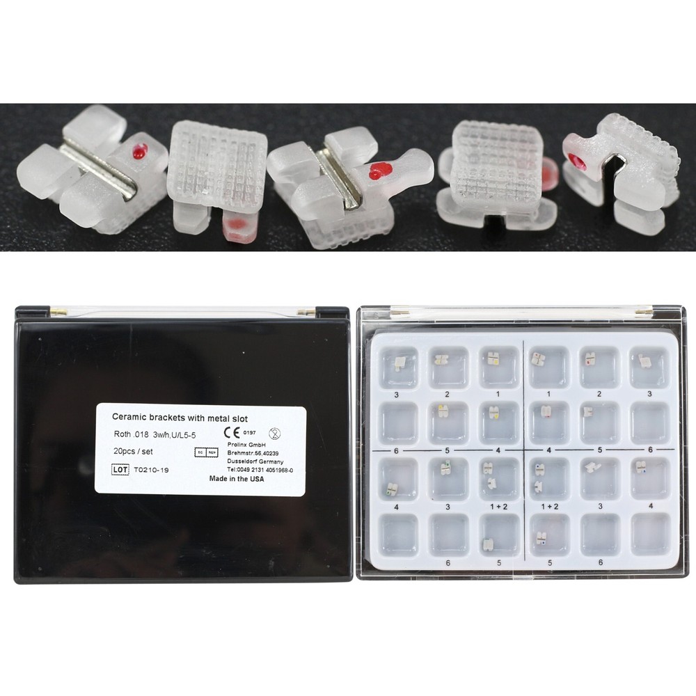 Dental Orthodontic Ceramic Brackets Metal Slot Roth MBT 022 018 3W/H 3M Clarity