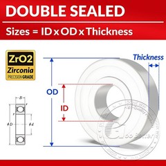 Ceramic Ball Bearing ZrO2 Zirconia Full Ceramic Ball Bearing 2RS Double Sealed