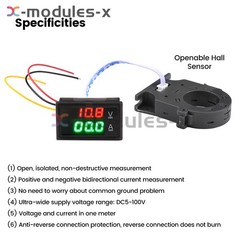 DC0-300V 50/100/200/400A Digital Current Voltage Meter Hall Ammeter Voltmeter