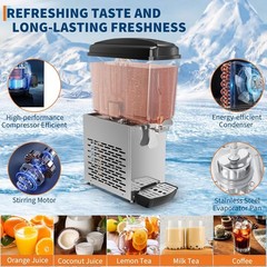 18L Commercial Cold Juice Dispenser, Single Tank Ice Drink Machine for Business
