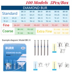 50*Dental Diamond Burs Ball Round for High Speed Handpiece Medium FG 1.6mm BR SA
