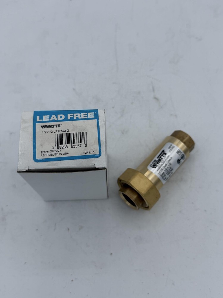 Reject Watts LFTRU-2 1/2 In Lead Free Brass Union Dual Check Valve USA Plumbing