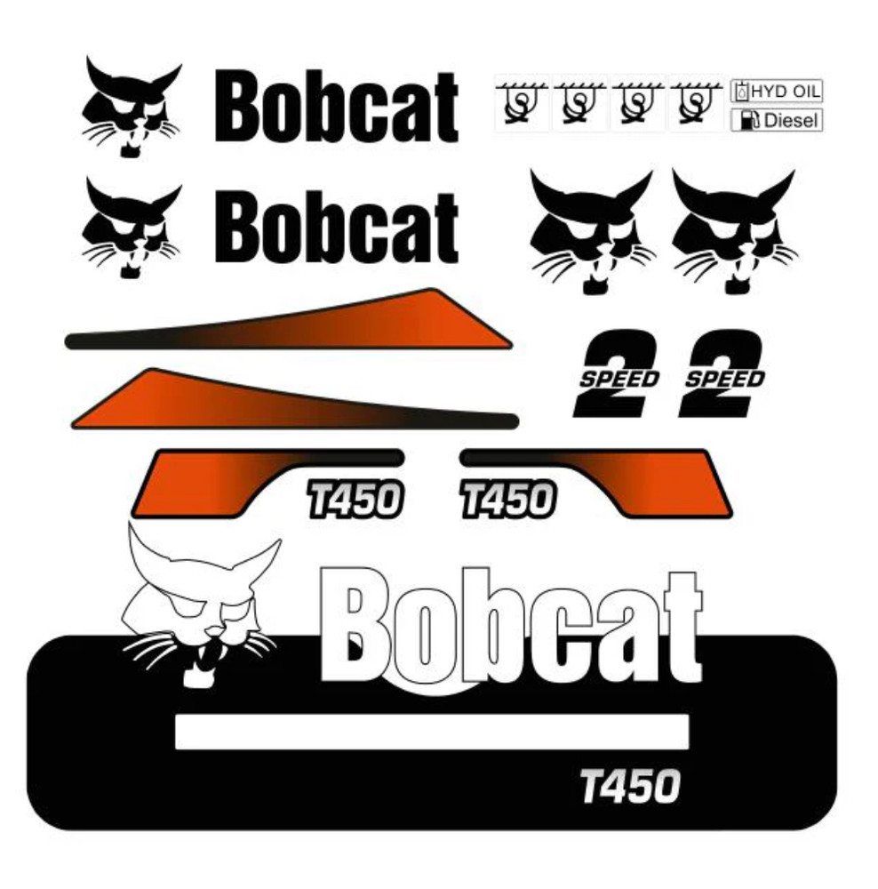 Bobcat T450 V2 Decal Sticker Kit Decals for T450 V2 Compact Track Loader