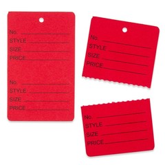 1000 Qty Unstrung Colored Large Price Tags w/Perforated Stub