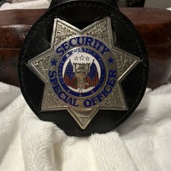 Security Special Officer 7-Point Star Badge w/ Black Leather Holder Clip
