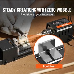 VEVOR Mini Lathe Machine 24V 96W Mini Wood Lathe Tools 2.76 in x 6.3 in 7 Speeds