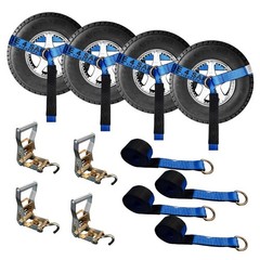 4 Sets 2″ x 10′ Ratchet w/Finger J Hook Wheel Lift Lasso Strap Tow Truck Towing