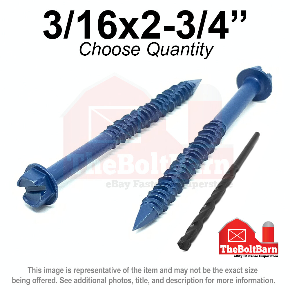 3/16×2-3/4″ Slotted Hex Washer Head Phillips Piercing Point Concrete Screws Blue