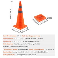 VEVOR Safety Cones 4 pcs 28″ Collapsible Traffic Cones with Reflective Collars