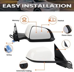 Right Passenger Side Mirror Compatible with Tesla Model 3 2017-2023 Replacement