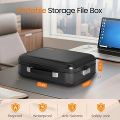 Fireproof Document Box with Lock, 5200°F Fireproof Water Resistant Hard Case …