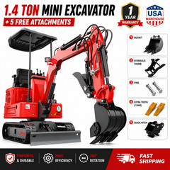 1.4Ton Mini Excavator Kubota EPA Hydraulic Thumb 5Attachments US Stock Free Ship