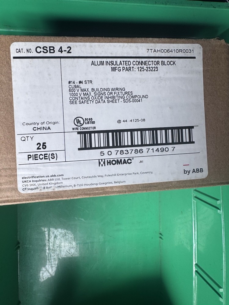 *MAKE AN OFFER* ABB / CSB-4-2 Aluminum Insulated Connector Block, 1 box of 25