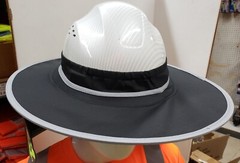 Black Hard Hat Sun Shade Visor Full Brim Mesh Neck REFLECTIVE STRIPE (NEW DESIGN