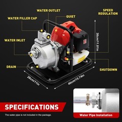 2 Stroke Gasoline Water Pump Gas-Powered Semi-Trash Irrigation Transfer Pump