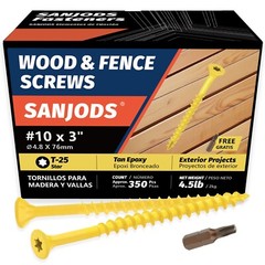#10 x 3″ Deck Screws (4.5lb Box) – Epoxy Coated Rust-Resistant Tan Torx Drive