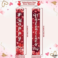 Happy Valentines Day Door Banner XtraLarge 72×12 Inch Red Oxford Fabric Outdoor