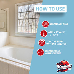 Kraken Bond Kitchen & Bath Silicone Sealant Clear 10.1 fl oz – 24 Pack