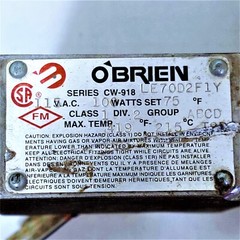 O BRIEN LE70D2F1Y SERIES CW-918 HEATER