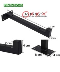 6 Pcs Floating Shelf Brackets 6″ Heavy Duty Wall Mounted Industrial Metal -Black