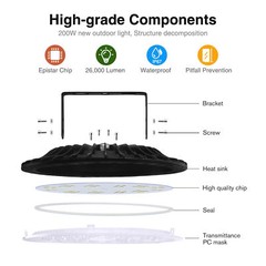 2 Pack 200W Watt LED UFO High-Bay Warehouse Light GYM Industrial Shop Area Lamp