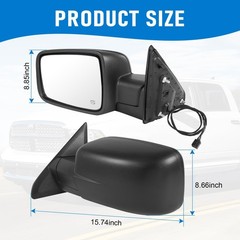 Left Driver Side Door Mirror Heated Power Glass Manual Folding (6Pins) | Comp…