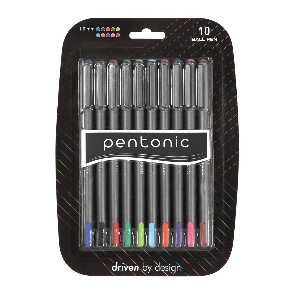 Pentonic Premium Ball Point Pen 1.0 mm Medium Point, 10-Count, Assorted Color…