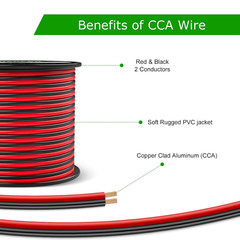 14 Gauge Wire 100FT, 2 Conductors Electrical Wire Red and Black Cable, Low Volta