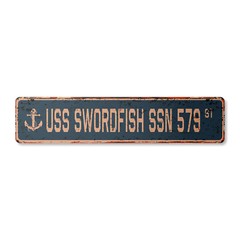 USS SWORDFISH SSN 579 Vintage Street Sign us navy ship veteran sailor rustic