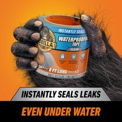 Gorilla Waterproof Patch & Seal Tape, Clear Tape, 4″ x 8′ (Pack of 1) Permanent
