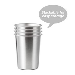 4Pack 6oz Small Stainless Steel Cups, BPA Free Healthy Pint Drinking Cups Metal