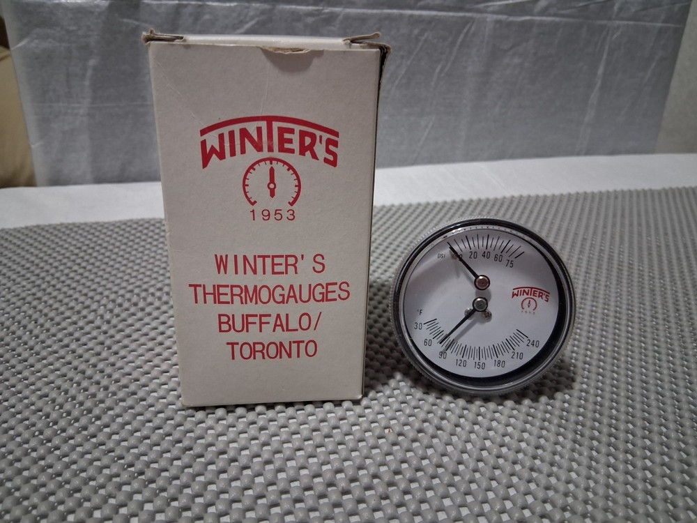 NOS Tridicator Gauge 30 – 240 F 0-75 psi 1/4″ NPT w/ Extension 3″ Dial