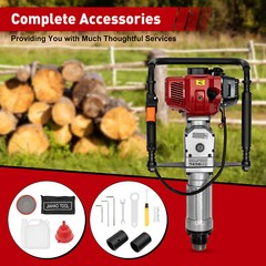 52CC 2.3HP Gas Powered T Post Driver Pile Push Fence Farm 2-Stroke + 2 Post Head
