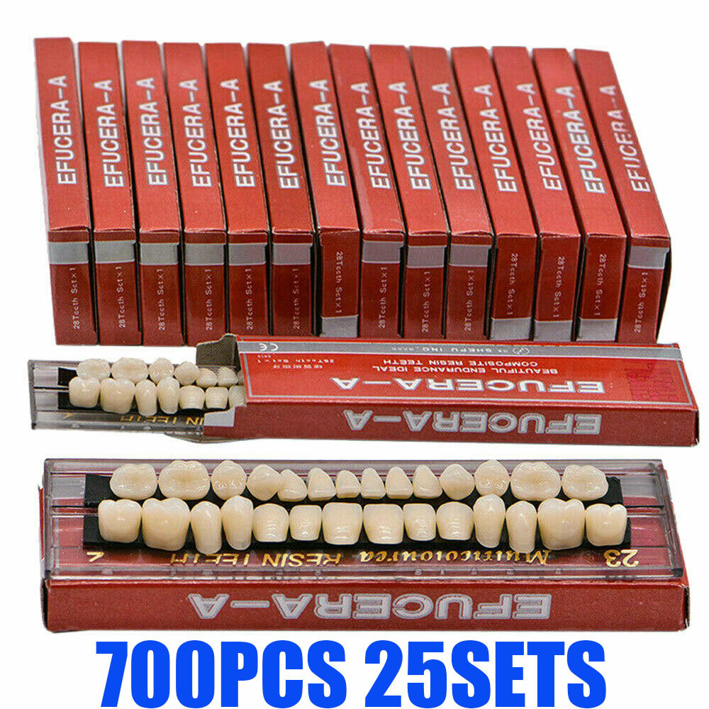 700Pcs Denture Shade A2 23# Acrylic Resin Dental False Teeth Upper Lower Full
