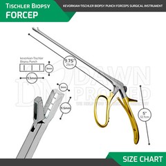 Tischler Kevorkian Biopsy Punch Forceps 3mm x 9.5mm Bite 1 x 1 Teeth 25cm Long