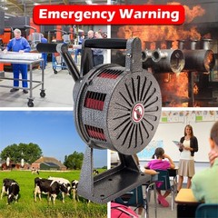 BASE MOUNT LOUD HAND CRANK MANUAL OPERATED AIR RAID ALARM METAL PORTABLE SIREN