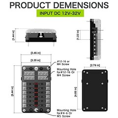 Femedo 12 Volt Fuse Block Marine Boat Fuse Block Waterproof 12 Way Automotive