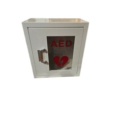 Wall Mounted Steel AED Storage Cabinet White Defibrillator Box Case – No Key