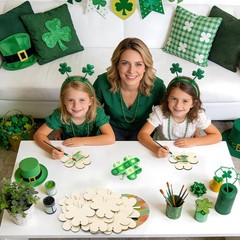 40 Pcs St. Patrick’s Day Wooden Shamrock Hanging Ornaments 3.5 x Natural wood