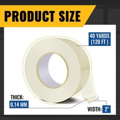 Transparent Window Weather Sealing Tape, 2 Inch x 40 Yards(120 Ft), Clear Win