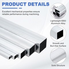 30mm x 30mm x 2mm Wall Thickness 305mm/12″ Long 6063 Square Aluminum Tube