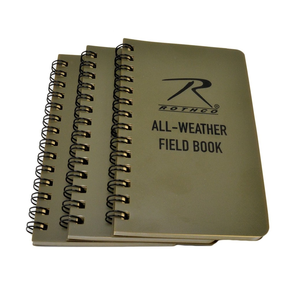 Rothco 3×5 Waterproof All Weather Notebook Field Book Spiral Bound 3 PACK