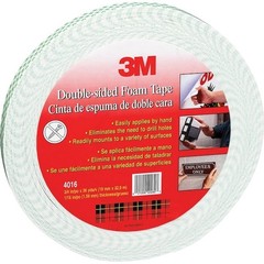 3M 4016 Double-Sided Foam Tape, 1 In W, 1 In L, 3/32 In, Polyurethane Foam,