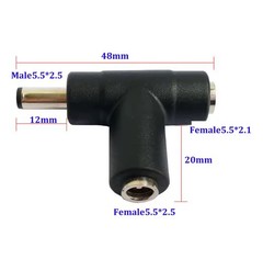 DC Barrel Jack Y-Adapter Power Supply Splitter DC5525 M to DC5525 F & DC5525 F