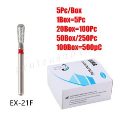 Dental Diamond Burs F High Speed Handpiece Friction Grip 5Pc/Box
