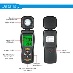 SMART SENSOR Mini Digital Lux Meter LCD Display Handheld 0-200000 Light Meter